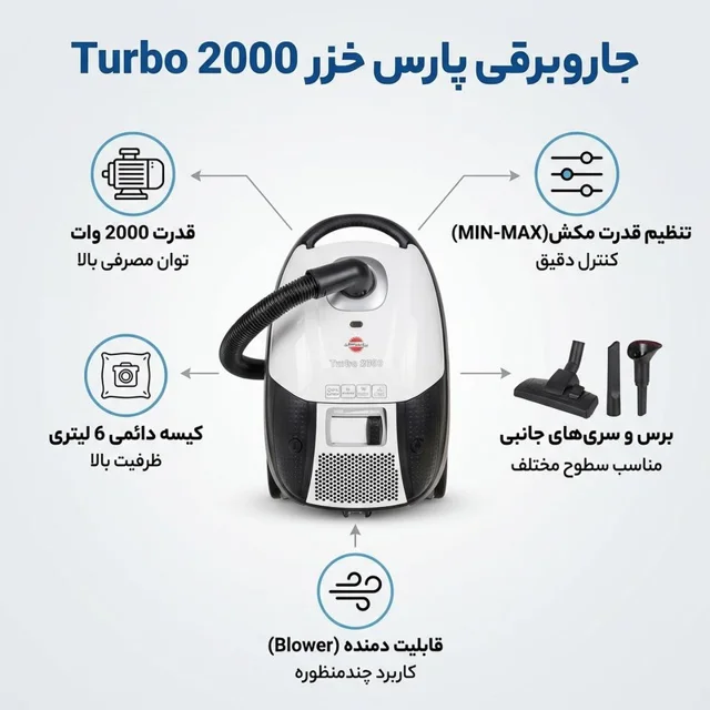 جاروبرقی 2000 وات پارس خزر مدل Turbo 2000 102661740